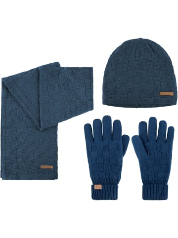 normani Set - Schal, Mütze und Handschuh aus Merinowolle Yuma in Marine