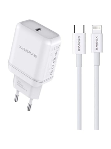 COFI 1453 Schnelladegerät 20W Ladegerät und USB Kabel Type-C zu iOS Geräte 3A in Weiß