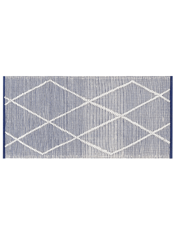 Beliani Kurzflor SYNOPA in Blau/Weiß - (W) 80 x (H) 3 x (L) 150 cm