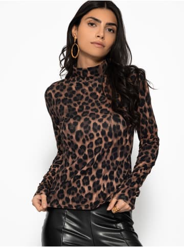 SASSYCLASSY Langarmshirt im Leo-Print in Braun