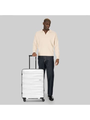 Bergpfeil Travel 4-Rollen Trolley M 66 cm mit Dehnfalte ice white metallic
