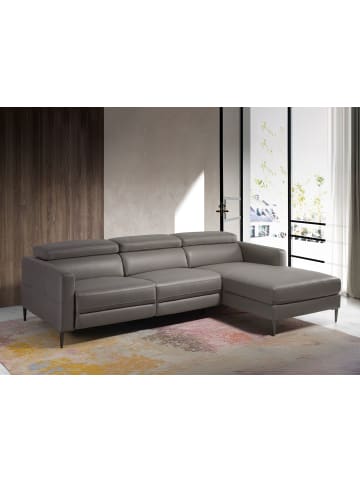 Angel Cerdá Relax-Ecksofa 6126 mit Chaise Longue in Grau/Stahl – (B)258 x (T)173 x (H)95 cm