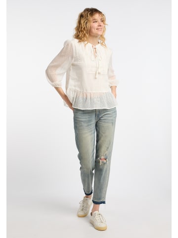 DreiMaster Damen Blusenshirt Mit Spitze in WOLLWEISS