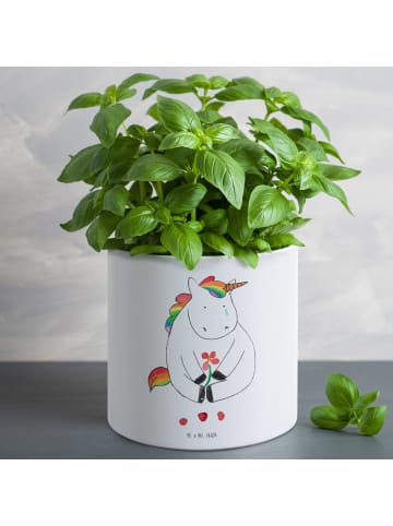 Mr. & Mrs. Panda Großer Übertopf Einhorn Traurig ohne Spruch in Weiß