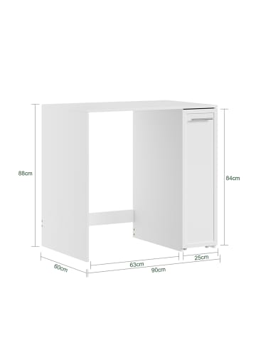 SoBuy Waschmaschinenunterschrank in Reinweiß - (W) 60 x (H) 88 x (L) 90 cm