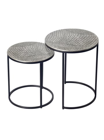 FineBuy Beistelltisch in Silber / Metall / 40x40x48
