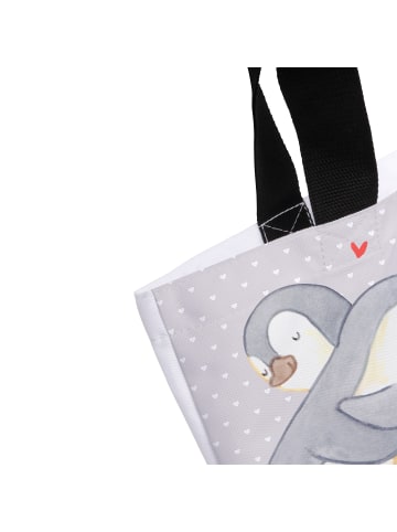 Mr. & Mrs. Panda Tote Bag Pinguine Kuscheln mit Spruch in Grau Pastell