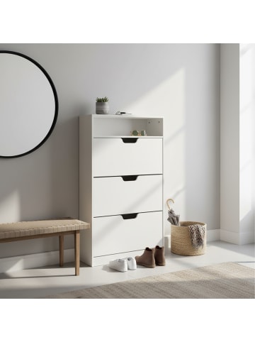 relaxdays Schuhschrank in Weiß - (B)80 x (H)140 x (T)24 cm