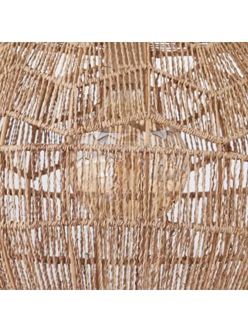 home24 home24 Pendelleuchte 1-flammig aus Leinen & Eisen in Braun, 40 x 190 x 40 cm in Braun