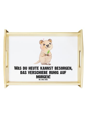 Mr. & Mrs. Panda Holztablett Quokka Happy mit Spruch in Weiß
