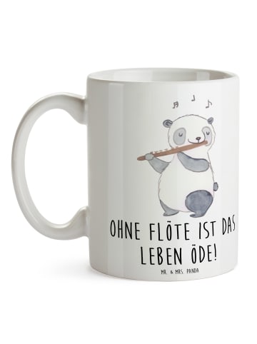 Mr. & Mrs. Panda Teetasse Flöte Leben mit Spruch in Weiß
