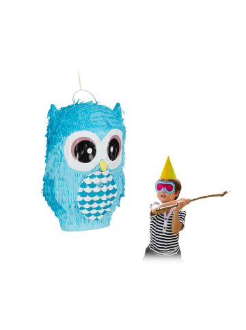 relaxdays 4 x Pinata Eule in Blau