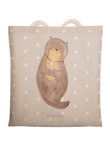 Mr. & Mrs. Panda Tote Bag Otter Muschel ohne Spruch in Grau Pastell