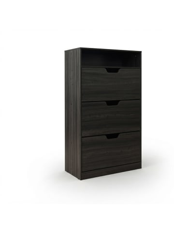 relaxdays Schuhschrank in Grau - (B)60 x (H)140 x (T)24 cm