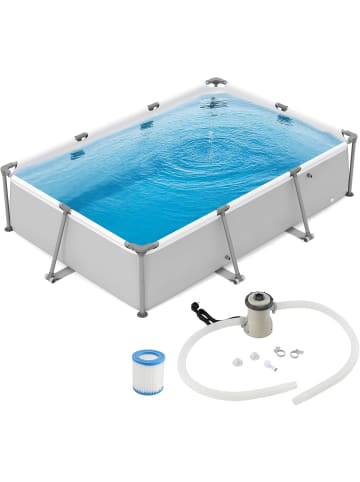 COSTWAY Pool Set mit Filterpumpe 300 x 207 x 66 cm in Grau