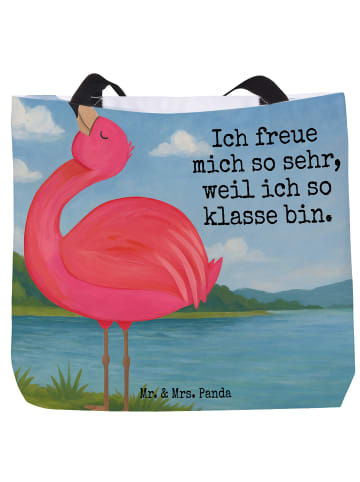 Mr. & Mrs. Panda Schultertasche Flamingo Stolz Design mit Spruch in Weiß