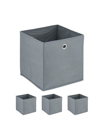 relaxdays 4 x Aufbewahrungsbox in Grau - (B)30 x (H)30 x (T)30 cm