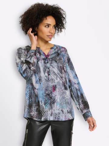Heine Druckbluse in rauchblau-beige-bedruckt