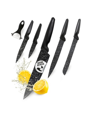 Gourmet Maxx Messerset 6-tlg. schwarz inkl. Sparschäler Schwarz