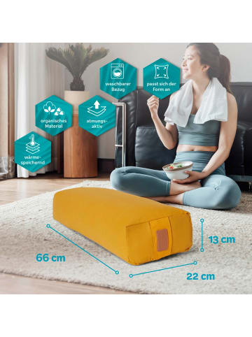 DoYourFitness Yoga-Bolster Paravati gefüllt Dinkelspelz gelb eckig gelb
