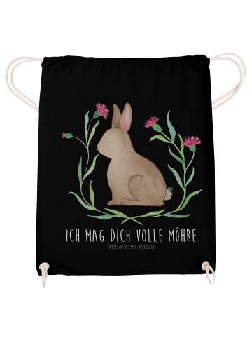 Mr. & Mrs. Panda Baumwolltasche Hase Sitzen mit Spruch in Schwarz