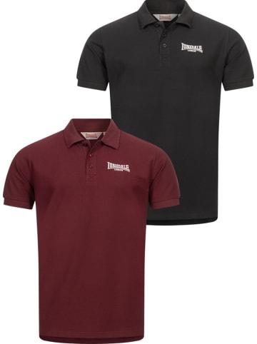 Lonsdale Polo "Lingholme Herren Poloshirt normale Passform Doppelpack" in Schwarz
