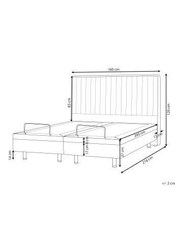 Beliani Doppelbett CASTELLAN in Beige/Schwarz - (W) 160 x (H) 120 x (L) 216 cm