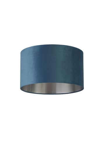 Licht-Erlebnisse Lampenschirm Ø 38 x (H)22 cm in Petrol Silber gebürstet