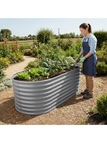 relaxdays Hochbeet in Hellgrau - (B)200 x (H)60 x (T)100 cm