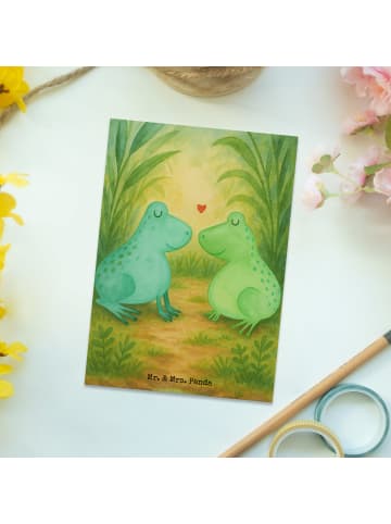 Mr. & Mrs. Panda Postkarte Frosch Liebe Design ohne Spruch in Weiß