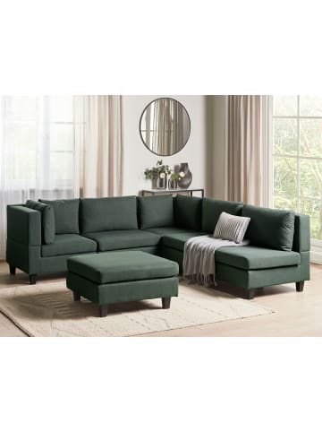 Beliani 6-tlg Modulsofa UNSTAD in Grün/Schwarz