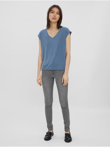 Vero Moda Basic Stretch T-Shirt V-Neck VMFILLI in Blau