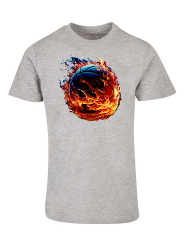 F4NT4STIC T-Shirt Basketball On Fire Sport  UNISEX in grau meliert