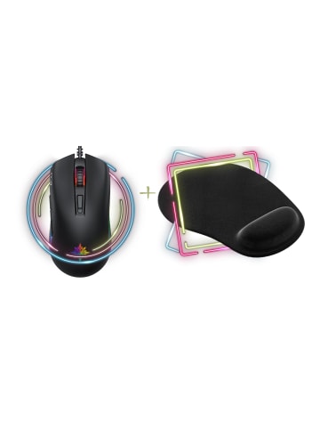 Inca 2in1 RGB Gaming Maus 1200 Dpi & Flexible Mauspad 3mm in Schwarz