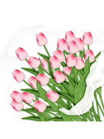 relaxdays 48 x Kunsttulpe in Rosa/ Grün
