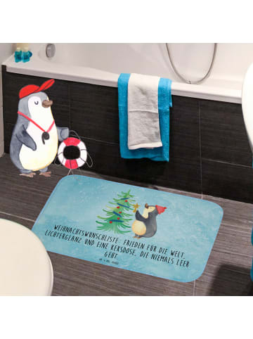 Mr. & Mrs. Panda Badvorleger Pinguin Weihnachtsbaum mit Spruch in Eisblau
