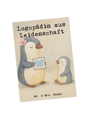 Mr. & Mrs. Panda Postkarte Logopädin Leidenschaft Design mit Spruch in Weiß