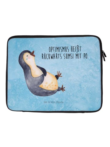 Mr. & Mrs. Panda Laptop Tasche Pinguin Lachen mit Spruch in Eisblau