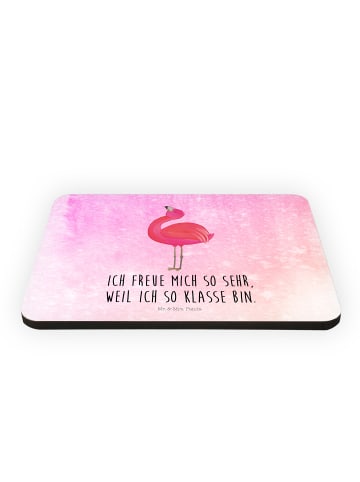 Mr. & Mrs. Panda Kühlschrankmagnet Flamingo Stolz mit Spruch in Aquarell Pink