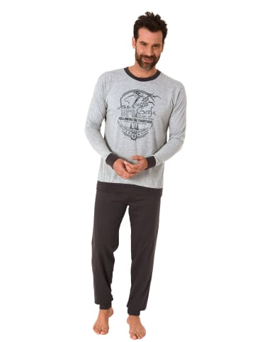 NORMANN Pyjama Schlafanzug langarm Bündchen - 70584 in grau