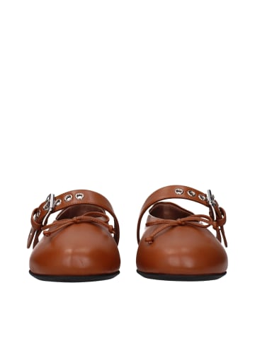 Miu Miu Braun Leder Ballerina Flache Schuhe