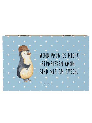 Mr. & Mrs. Panda Holztruhe Wenn Papa es nicht reparieren kann, s... in Blau Pastell
