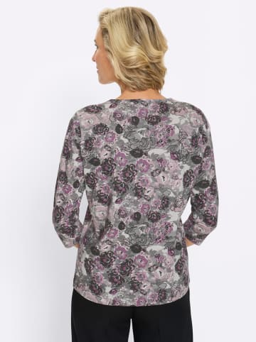 Sieh an! 3/4-Arm-Shirt in steingrau-mauve-bedruckt