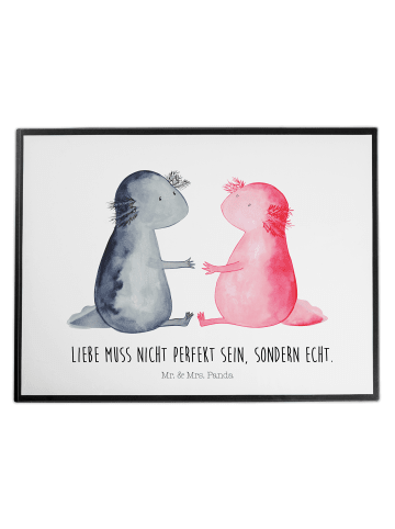Mr. & Mrs. Panda Schreibunterlage Axolotl Liebe mit Spruch in Weiß