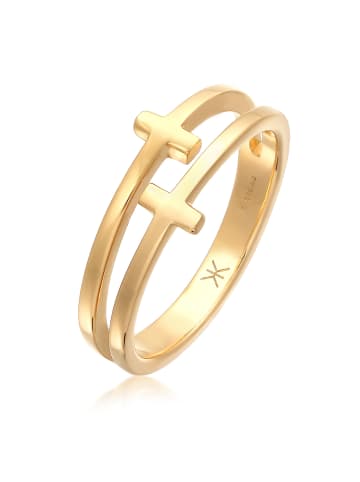 KUZZOI Ring 925 Sterling Silber Kreuz in Gold