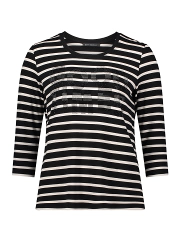 Betty Barclay Ringelshirt mit Schmucksteinen in Schwarz/Beige