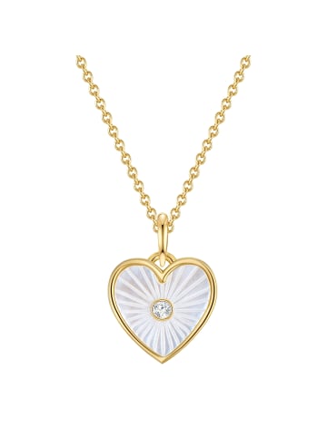 Glanzstücke München Halskette Herz Sterling Silber Zirkonia Perlmutt in gelbgold