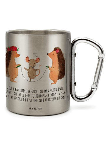 Mr. & Mrs. Panda Tasse Igel Seilhüpfen mit Spruch in Silber