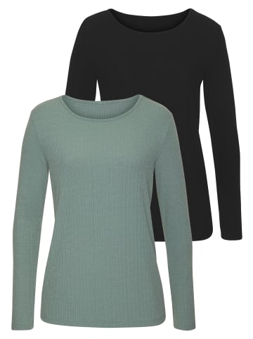 Vivance by Lascana Langarmshirt in schwarz, eucalyptus