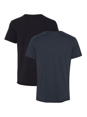 BLEND Einfarbiges Rundhals T-Shirt 2er Stück Set BHNOEL in Schwarz-Blau